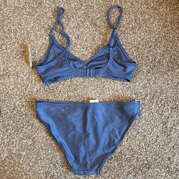 Aerie Beach Babe Shine Rib Voop Bikini Top with Full Coverage Bottom - Picture 4 of 5